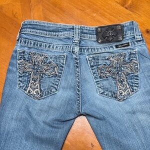 Miss Me Light Blue Skinny Jeans with Embellished Cross Pockets